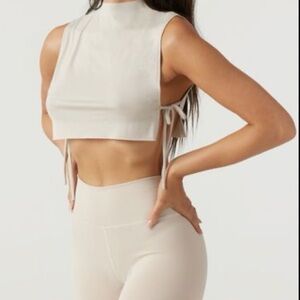 Joah Brown Mock Neck Tie Tank – Chalk – NWT